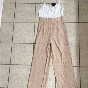 Love University Women's Two-Tone Jumpsuit - White and Tan, New w/ flaws, size M